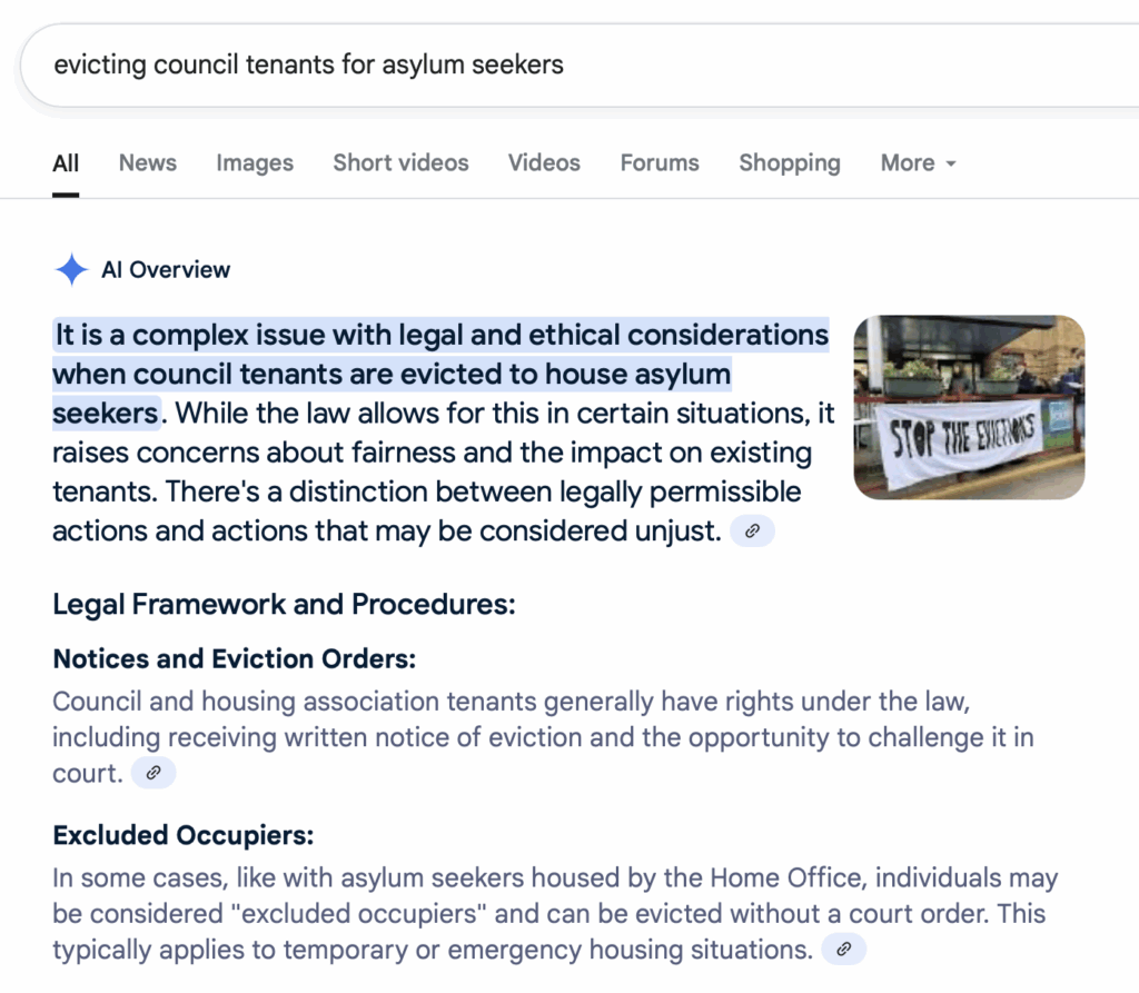 "It is a complex issue with legal and ethical considerations when council tenants are evicted to house asylum seekers. While the law allows for this in certain situations, it raises concerns about fairness and the impact on existing tenants. There's a distinction between legally permissible actions and actions that may be considered unjust. "